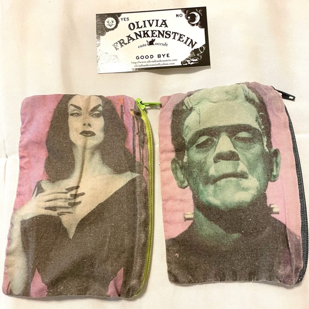 Vampira & Frankenstein New Wave Horror Bags by Olivia Frankenstein